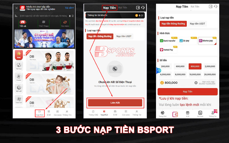 3 bước nạp tiền Bsport