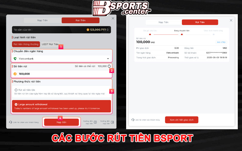 Rút tiền nhà cái Bsport