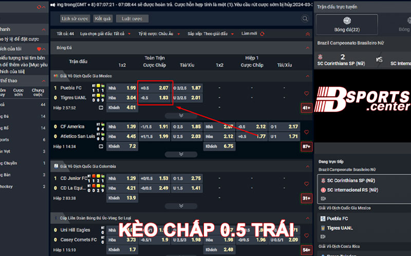 Kèo chấp 0.5 trái