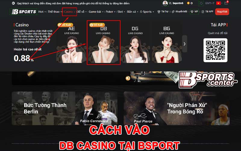 Cách vào sảnh game DB Casino